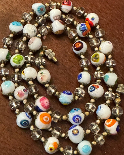 Murano milk Glass 26” inch  Necklace.hand blown glass from Italy Vintage