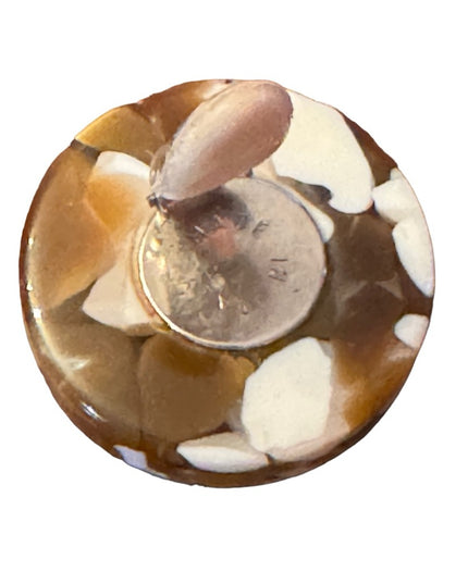 Vintage Retro Italy clear lucite plastic encased white caramel  clip earrings