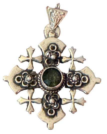 Antique Vintage Jerusalem Cross Sterling .900 Pendant crusaders Israel