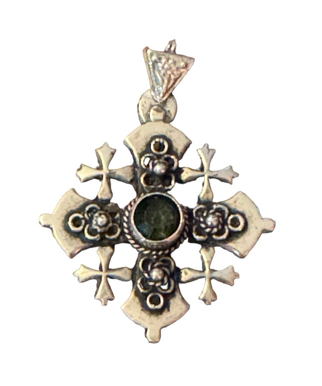 Antique Vintage Jerusalem Cross Sterling .900 Pendant crusaders Israel
