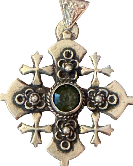 Antique Vintage Jerusalem Cross Sterling .900 Pendant crusaders Israel