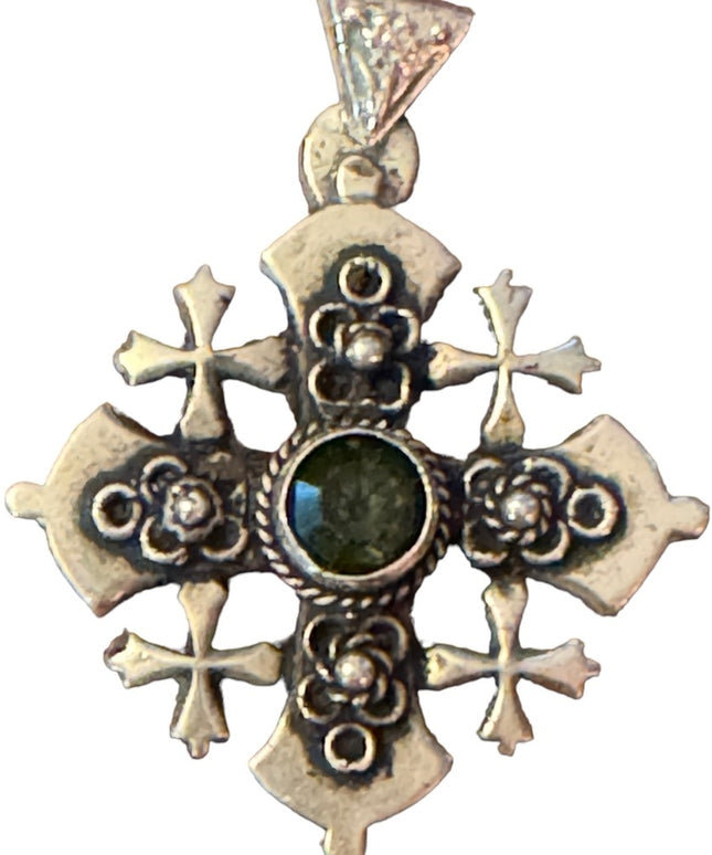 Antique Vintage Jerusalem Cross Sterling .900 Pendant crusaders Israel