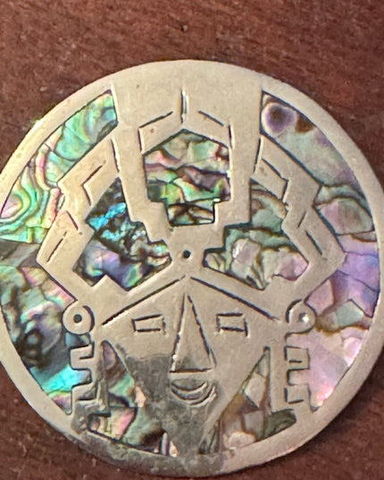 Taxco Abalone Sterling Warrior Pendant Brooch Pin  Alpaca Mexico Mexican Kachina
