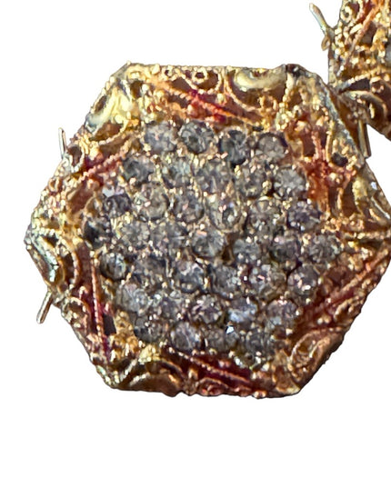 Vintage gold finish glam chunky crystal disk earrings