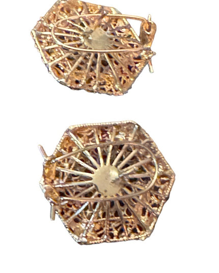 Vintage gold finish glam chunky crystal disk earrings