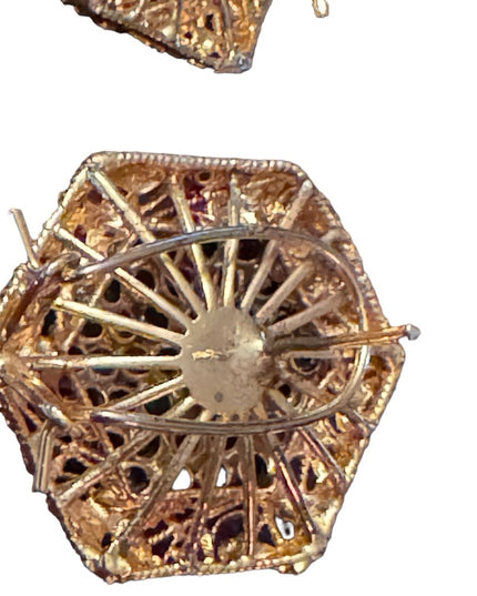 Vintage gold finish glam chunky crystal disk earrings