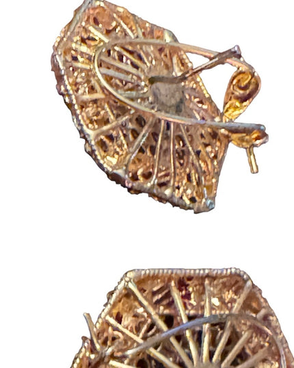 Vintage gold finish glam chunky crystal disk earrings