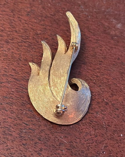 Vintage brushed gold finish modernist splash brooch