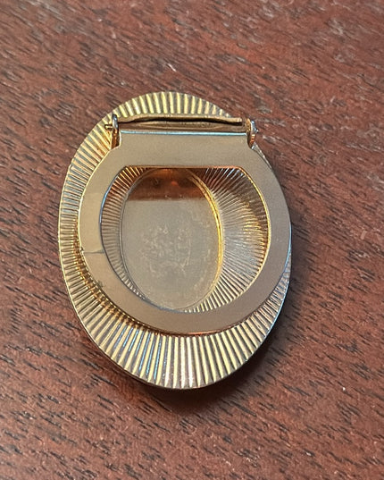 Vintage resin cameo gold finish fancy scarf clip