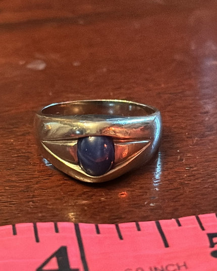 Vintage mens 10k white gold star sapphire ring