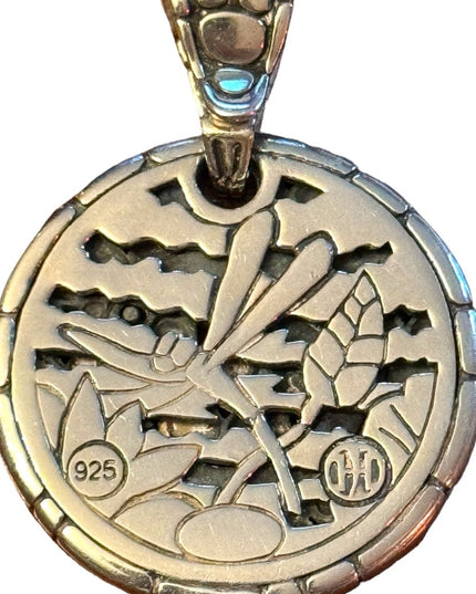 John Hardy Sterling Silver 925 AUTHENTIC Kali Pebble Dragonfly Enhancer Pendant