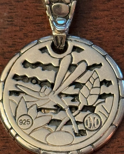 John Hardy Sterling Silver 925 AUTHENTIC Kali Pebble Dragonfly Enhancer Pendant