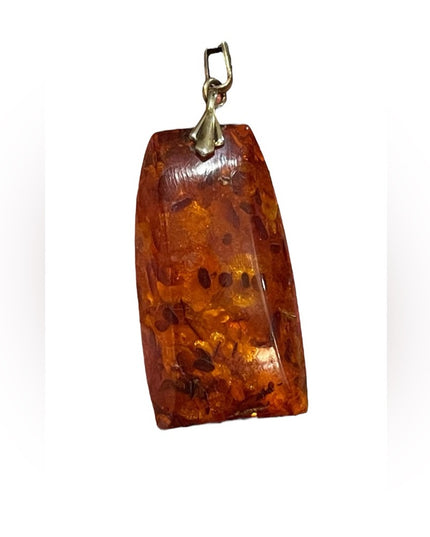 Antique 835 Gold  Real Amber large necklace pendant