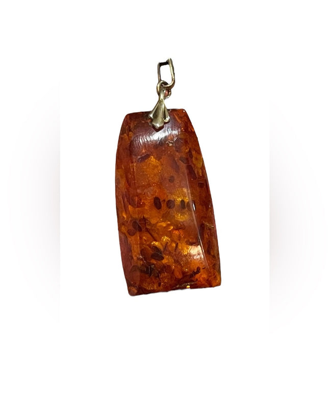 Antique 835 Gold  Real Amber large necklace pendant