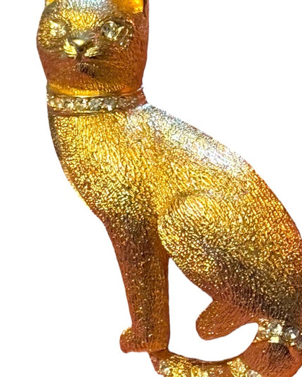 - Vintage Gold plated Crystal Christian Dior Rare Cat kitty brooch