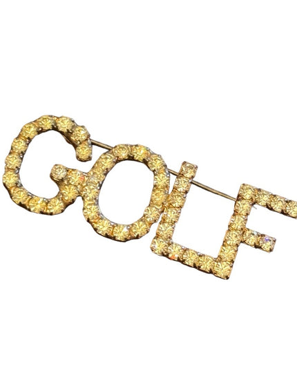 Vintage rhinestone crystal brooch “GOLF” silver finish
