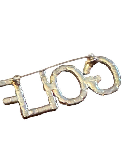 Vintage rhinestone crystal brooch “GOLF” silver finish