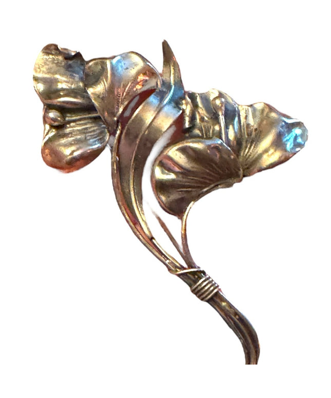 Victorian ornate Sterling silver 925 etched large flower brooch Art Nouv…