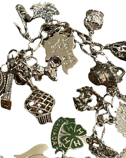 Vintage sterling silver  925 Charm bracelet 19 charms