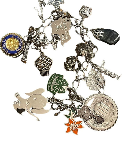 Vintage sterling silver  925 Charm bracelet 19 charms