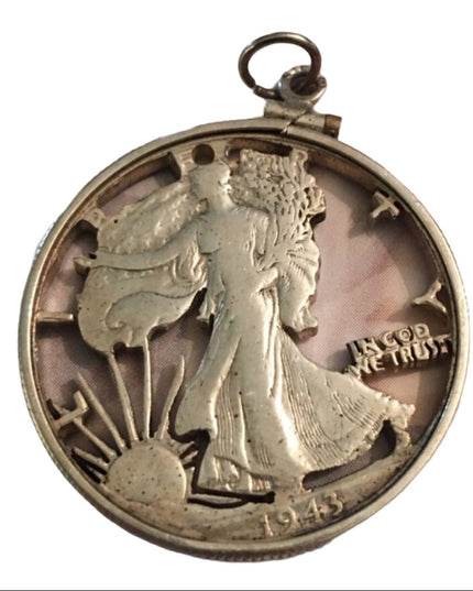 Vintage 1943 Sterling Silver 925 Liberty dollar necklace pendant coin