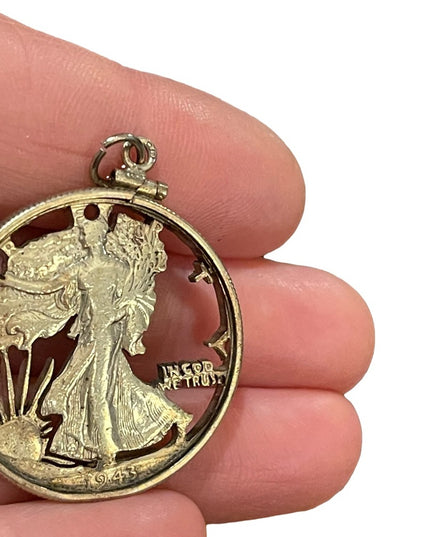 Vintage 1943 Sterling Silver 925 Liberty dollar necklace pendant coin