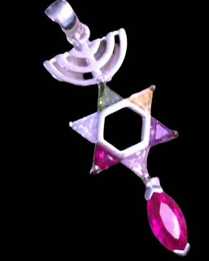 Vintage sterling silver 925 Messianic pendant crystals
