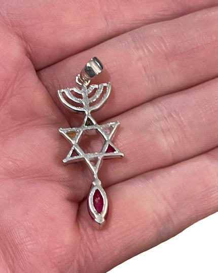 Vintage sterling silver 925 Messianic pendant crystals