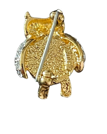 - Vintage 1980s Butler rhinestone faux pearl owl small brooch FAC