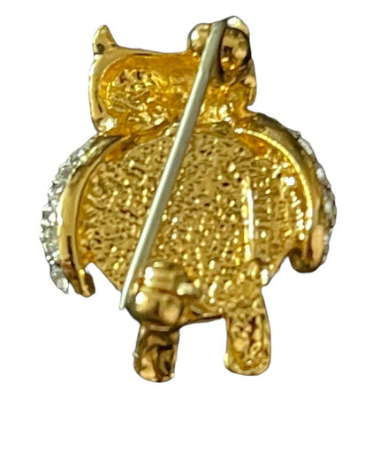 - Vintage 1980s Butler rhinestone faux pearl owl small brooch FAC
