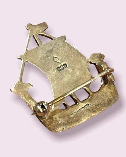 - Vintage Nordic sailing ship brooch sterling silver 925 European