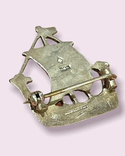 - Vintage Nordic sailing ship brooch sterling silver 925 European