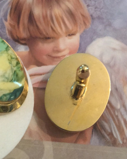 Vintage gold finish fancy glass cameo cufflinks ladies heavy