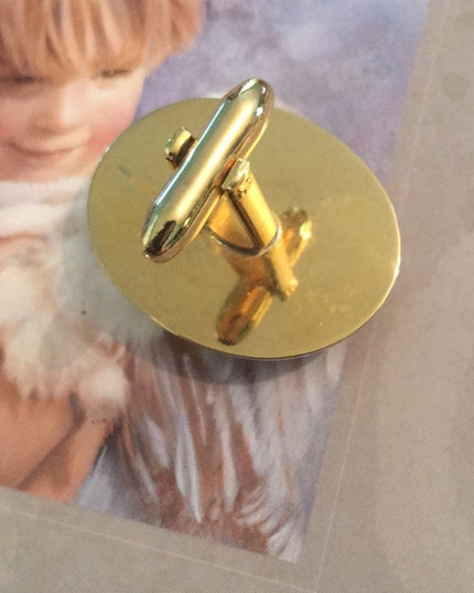 Vintage gold finish fancy glass cameo cufflinks ladies heavy