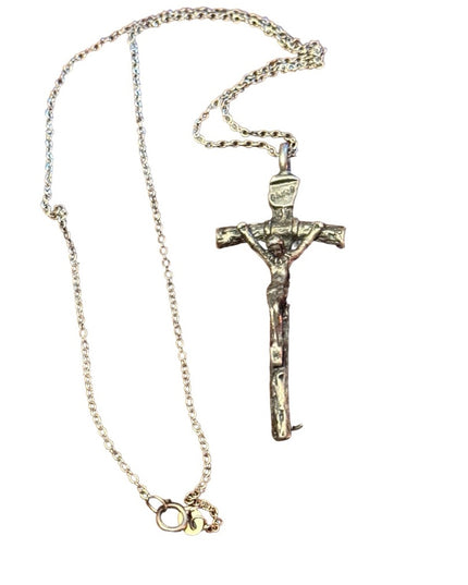 Antique lovely Catholic Italy Crucifix cross Jesus Sterling silver 2” pendant