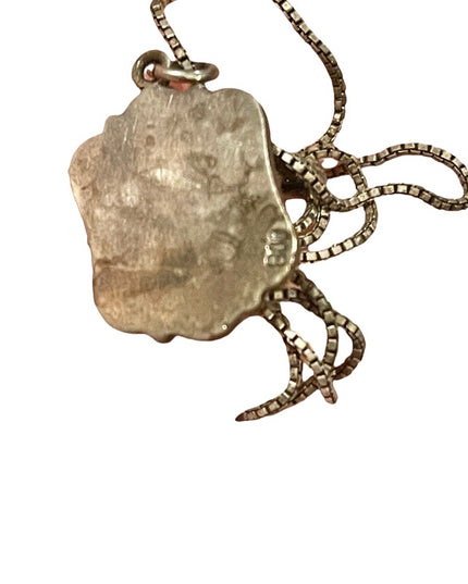 Antique 800 sterling silver shell cameo marcasite necklace Marcasite