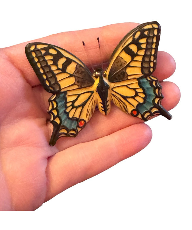 1930s Vintage Early resin Swallowtail aged painted butterlfy brooch