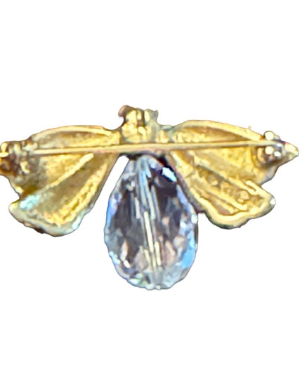 Vintage gold finish NAPIER crystal bug insect brooch