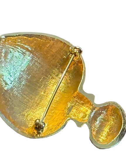 Vintage gold finish perfume bottle brooch