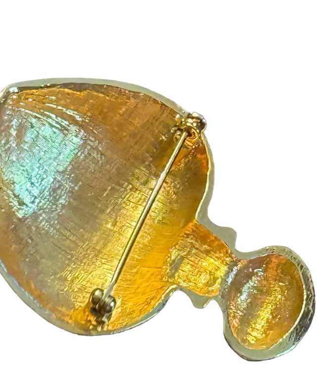 Vintage gold finish perfume bottle brooch
