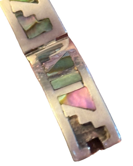 Vintage1950s Talleres De Los Ballesteros Taxco Mexico Sterling Abalone Bracelet