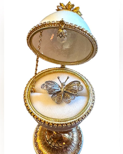 Antique 800 silver small filagree scroll work butterfly brooch