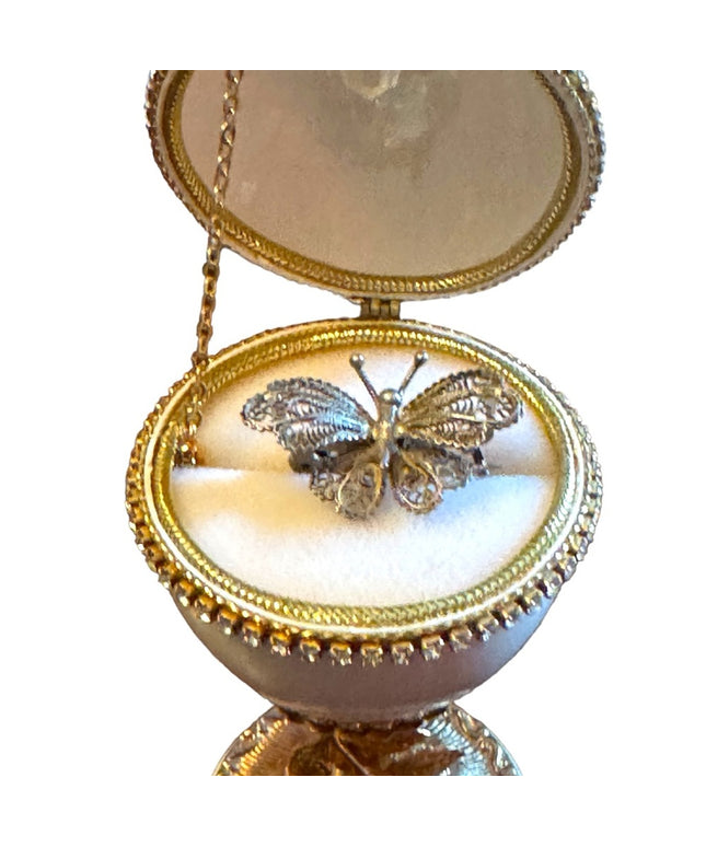 Antique 800 silver small filagree scroll work butterfly brooch
