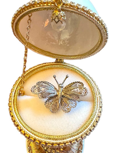 Antique 800 silver small filagree scroll work butterfly brooch