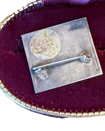 Antiqued 900 Silver PERU Emerald Inca Incan square brooch
