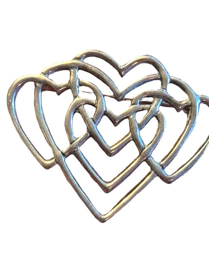 intage sterling silver H&H Tripe heart fancy brooch