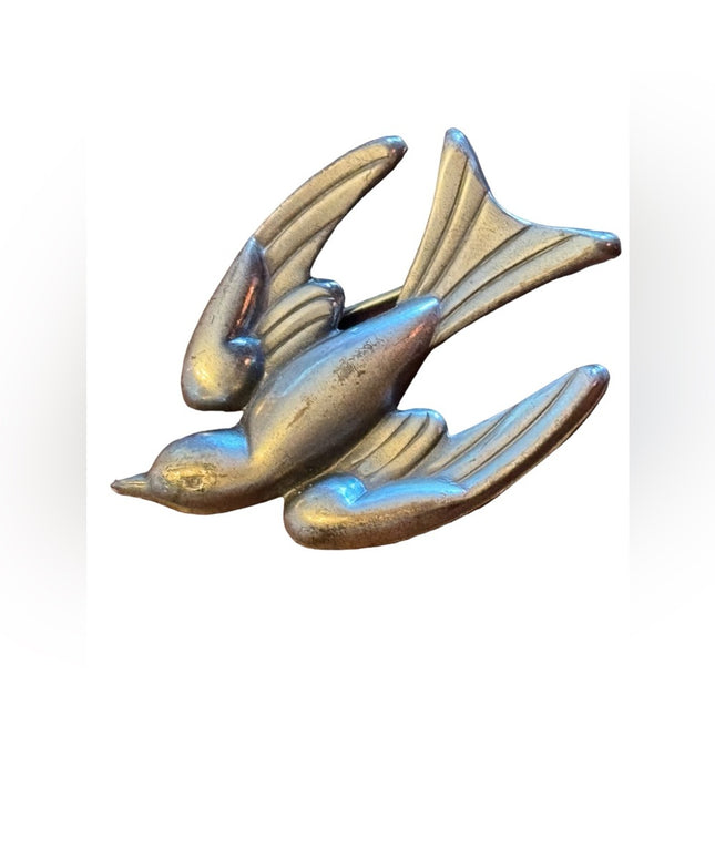 Vintage CORO silver bird brooch antiqueing