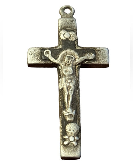 Victorian Crucifix pot metal pendant Antique 1800s