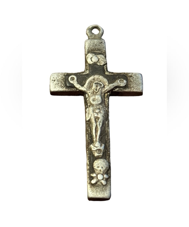 Victorian Crucifix pot metal pendant Antique 1800s