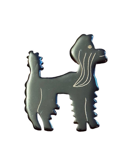 Little black bakelite afghan dog brooch
